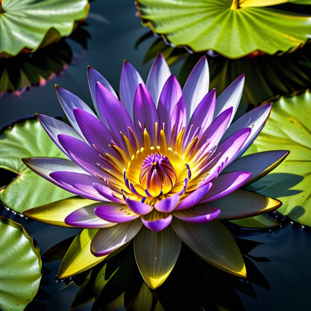 Imagerie d'un lis d'eau noire, jaune