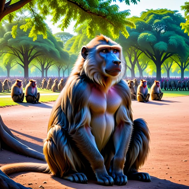 Pic of a waiting of a baboon in the park