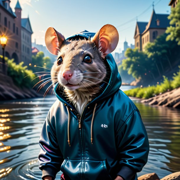 Image of a rat in a hoodie in the river