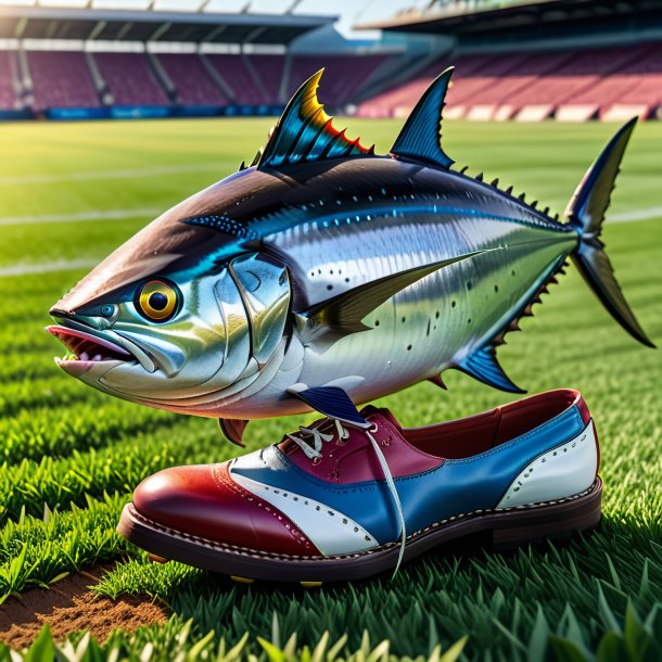 Photo of a tuna in a shoes on the field