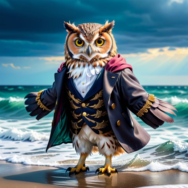 Pic of a owl in a coat in the sea