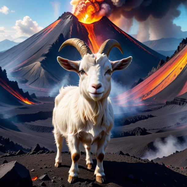 Picture of a playing of a goat in the volcano