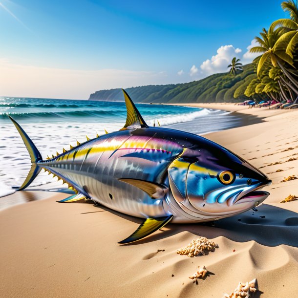 Foto de un descanso de un atún en la playa