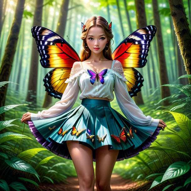 Picture of a butterfly in a skirt in the forest