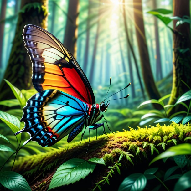 Image of a playing of a butterfly in the forest