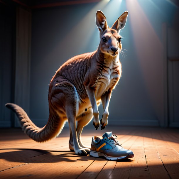 Image of a kangaroo in a gray shoes