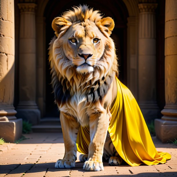 Image d'un lion dans une jupe jaune