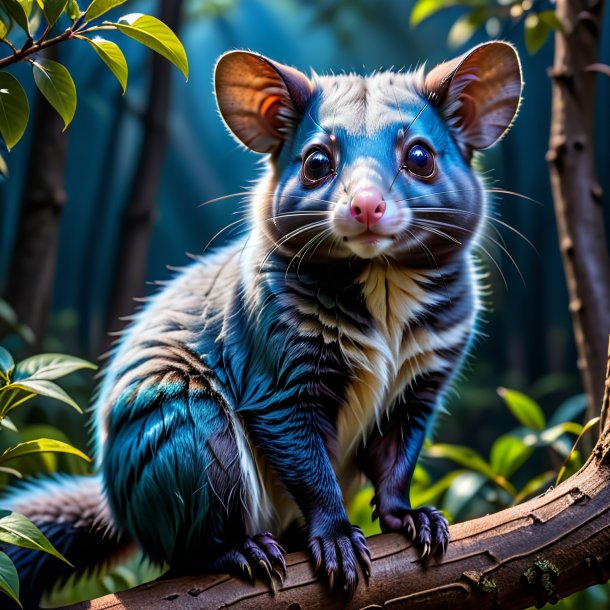 Pic d'un opossum d'attente bleu