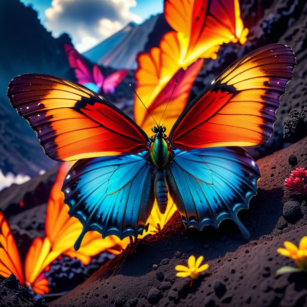 Pic of a sleeping of a butterfly in the volcano