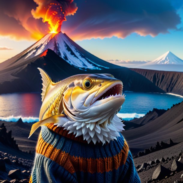 Picture of a haddock in a sweater in the volcano