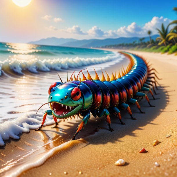 Picture of a crying of a centipede on the beach