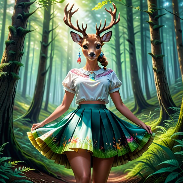 Drawing of a deer in a skirt in the forest