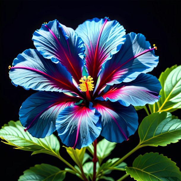 Représentation d'un hibiscus bleu marine