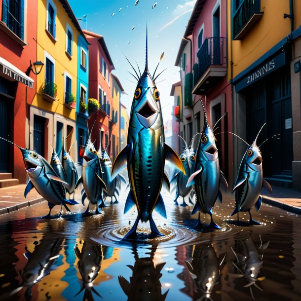 Image of a dancing of a sardines in the puddle