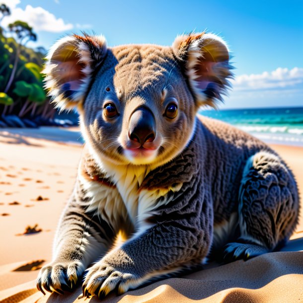 Image of a resting of a koala on the beach