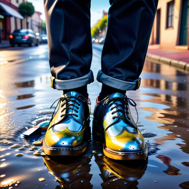 Pic of a sardines in a shoes in the puddle