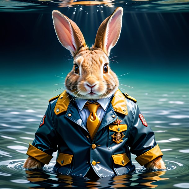 Image of a rabbit in a jacket in the water