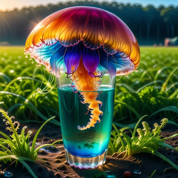 Image of a drinking of a jellyfish on the field