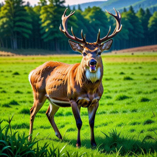 Image d'une colère d'un cerf sur le terrain