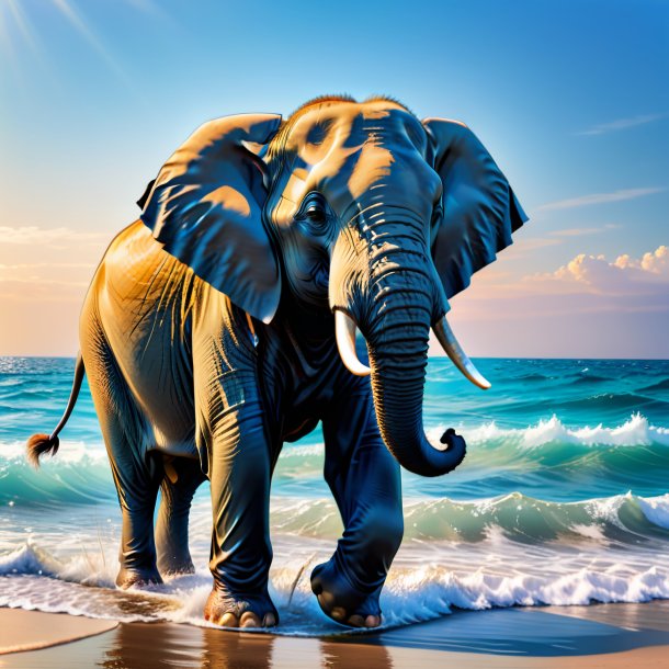 Photo of a elephant in a trousers in the sea