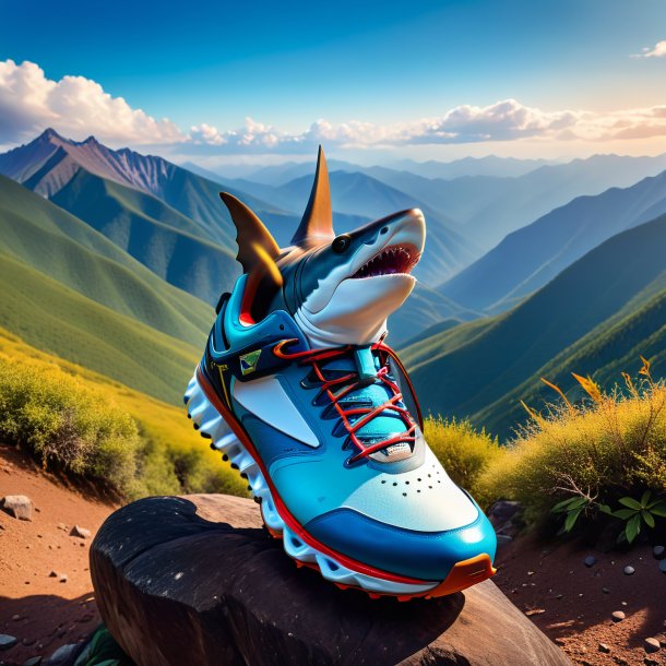 Pic of a hammerhead shark in a shoes in the mountains