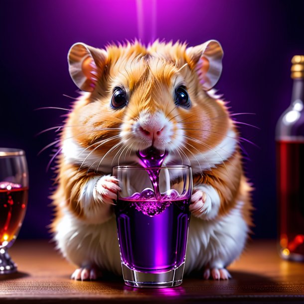 Foto de um hamster bebendo roxo