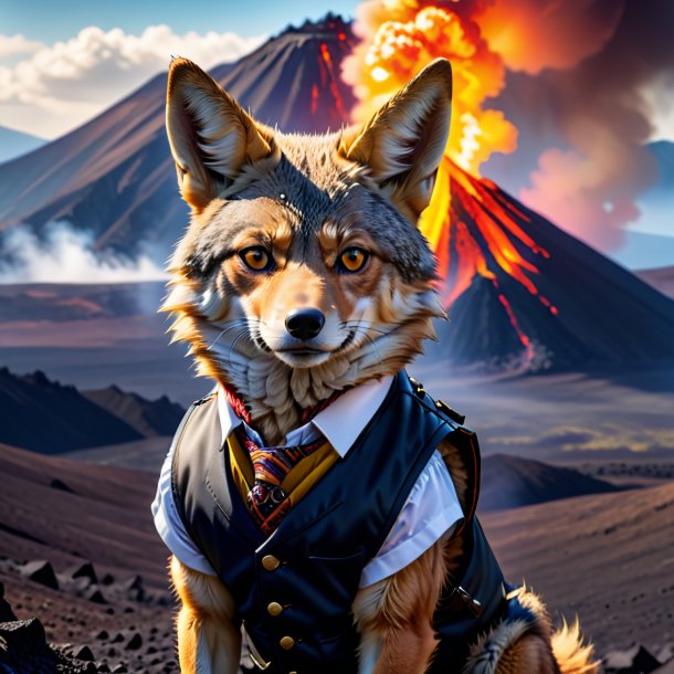 Pic of a jackal in a vest in the volcano