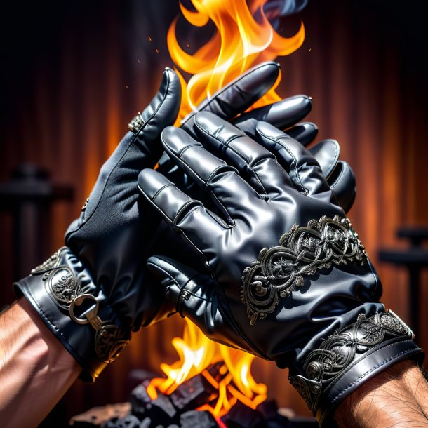 Pic de los guantes de carbón de metal