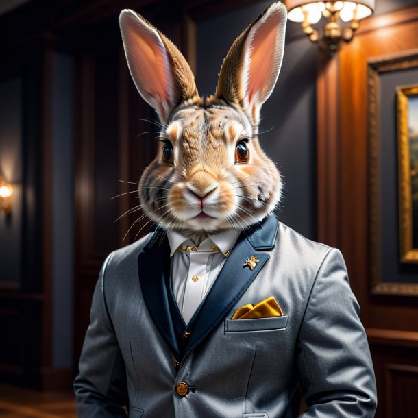 Photo d'un lapin dans une veste grise