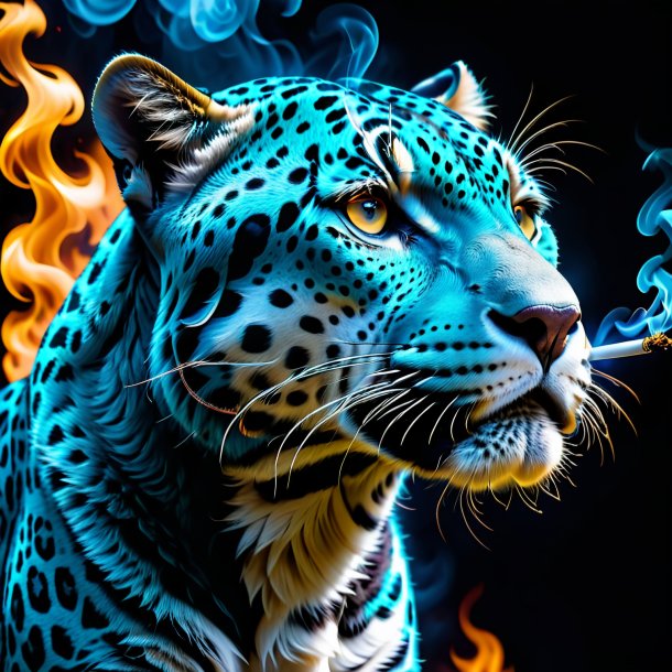 Image of a blue smoking jaguar