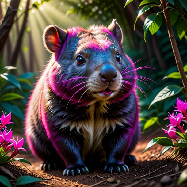 Image of a fuchsia waiting wombat