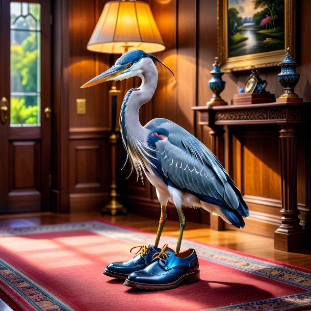 Picture of a heron in a shoes in the house