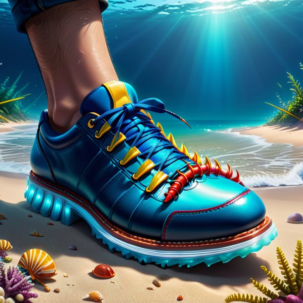 Illustration of a centipede in a shoes in the sea