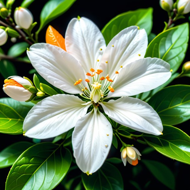 Representación de una flor de naranja blanca