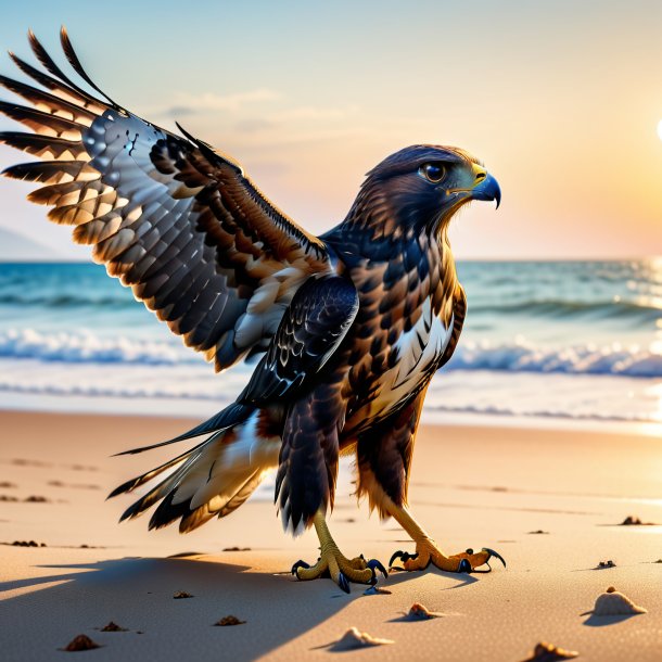 Photo of a playing of a hawk on the beach