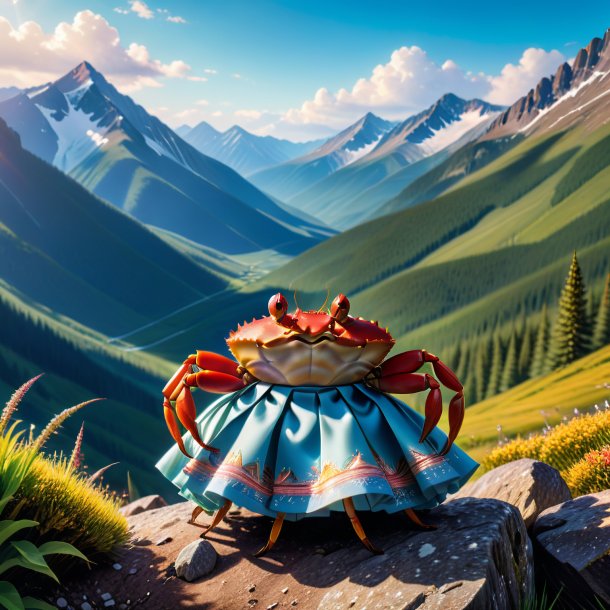 Picture of a crab in a skirt in the mountains