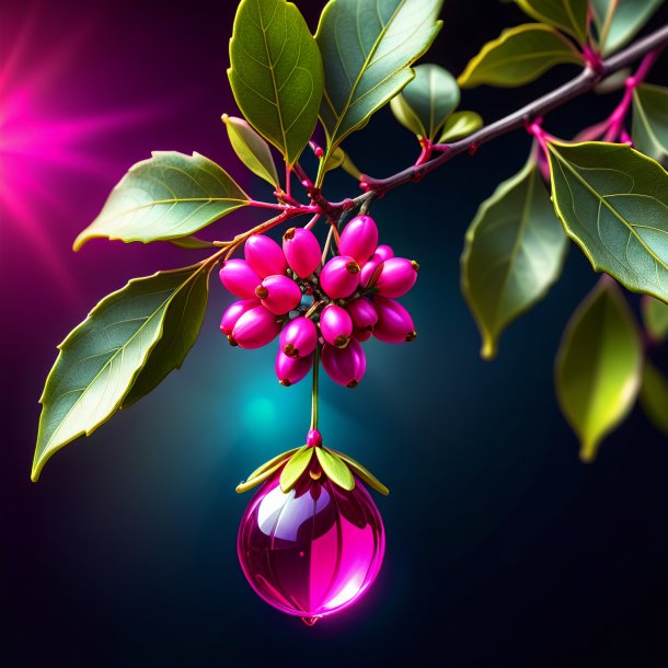 Sketch of a hot pink mistletoe