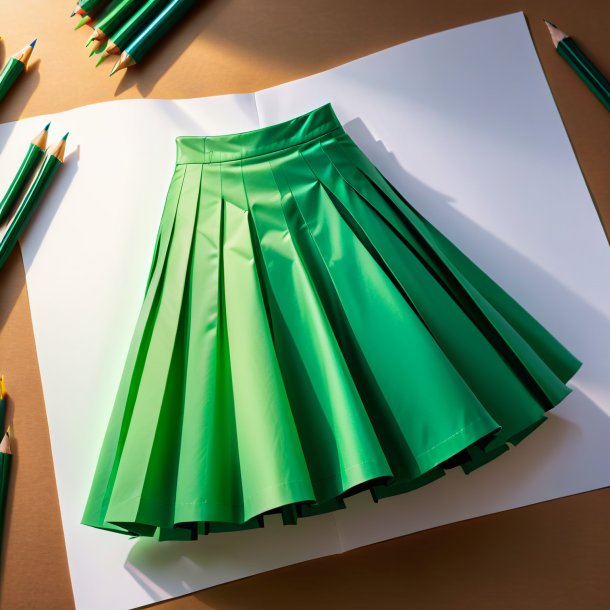 Sketch of a green skirt from paper