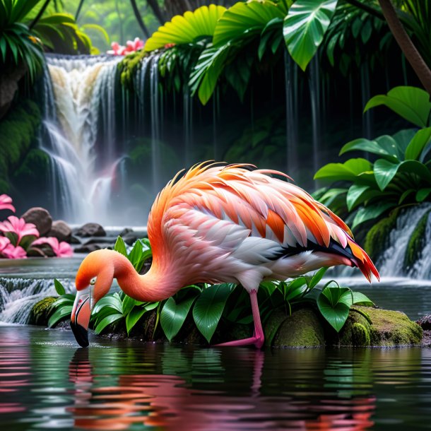 De um sono de um flamingo na cachoeira