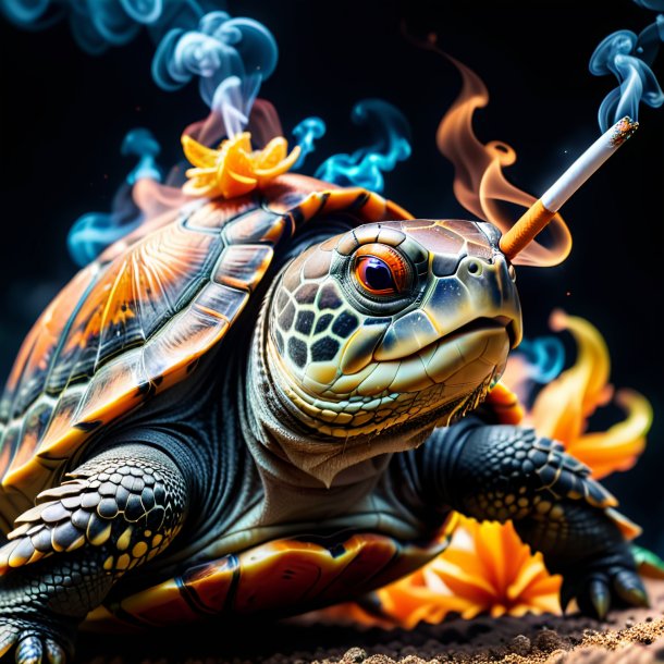 Image of a orange smoking turtle