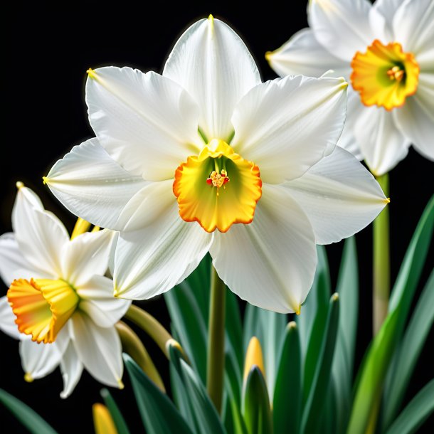 "portrait of a ivory narcissus, white"