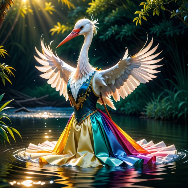 Picture of a stork in a dress in the water