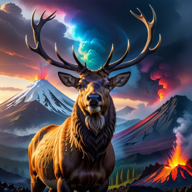 Pic of a elk in a cap in the volcano