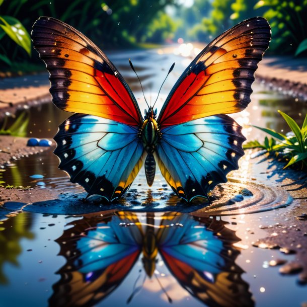 Pic of a angry of a butterfly in the puddle