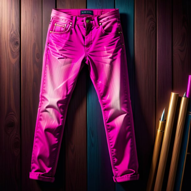 Sketch of a magenta jeans from wood