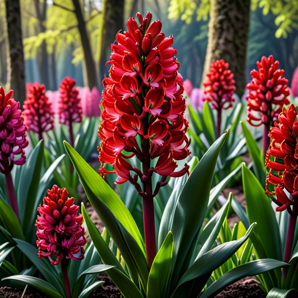 "image d'une jacinthe rouge, sauvage"