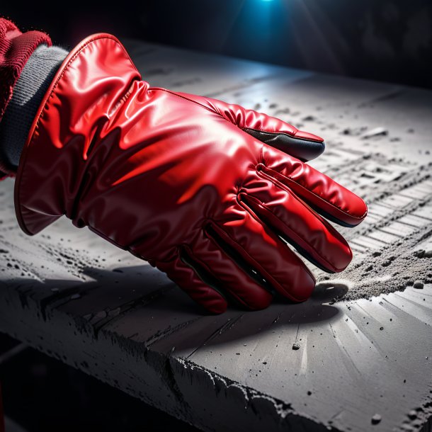 Drawing of a red gloves from concrete