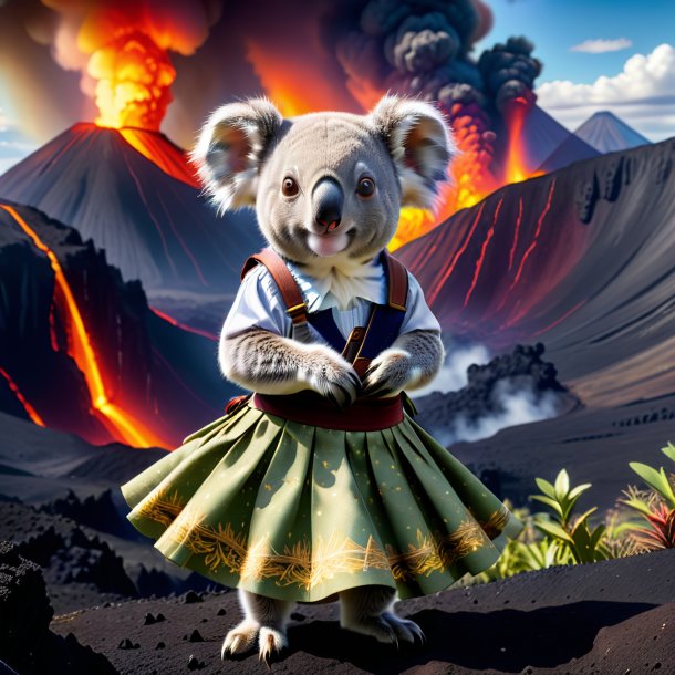 Photo of a koala in a skirt in the volcano