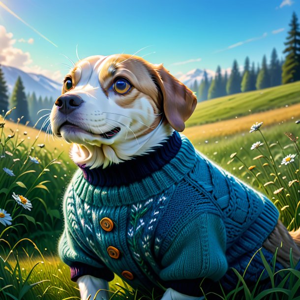 Image of a haddock in a sweater in the meadow