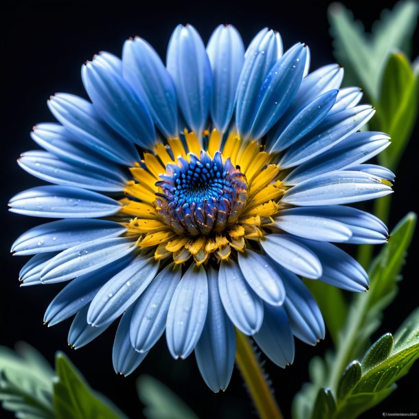 "pic of a blue daisy, single"